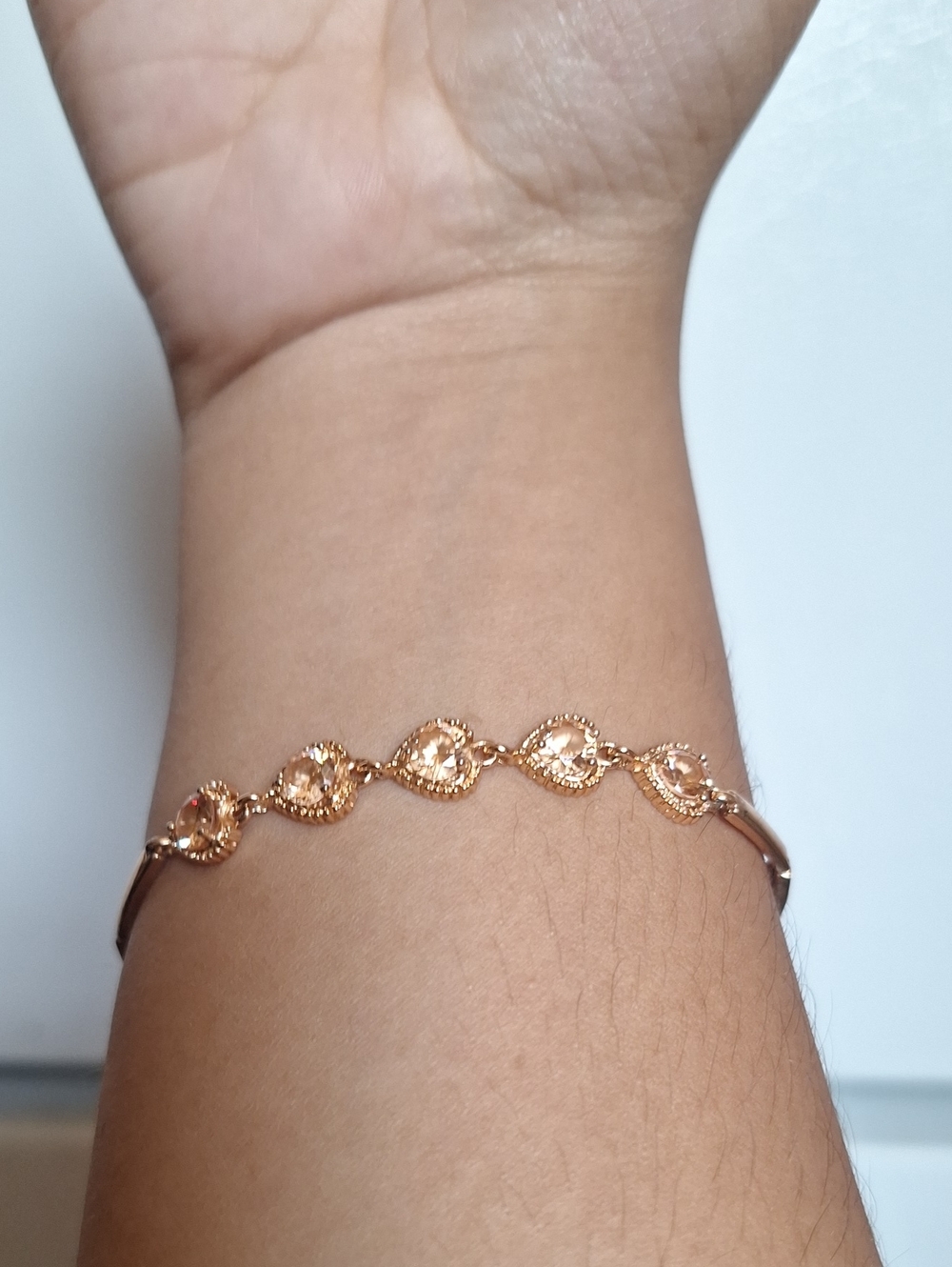 Elegant Rose Gold Heart Link Bracelet - Women Jewelry
